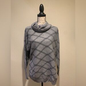 Liz Claiborne Gray Patterned Cowl Neck Sweater